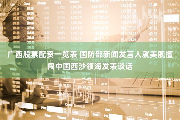 广西股票配资一览表 国防部新闻发言人就美舰擅闯中国西沙领海发表谈话